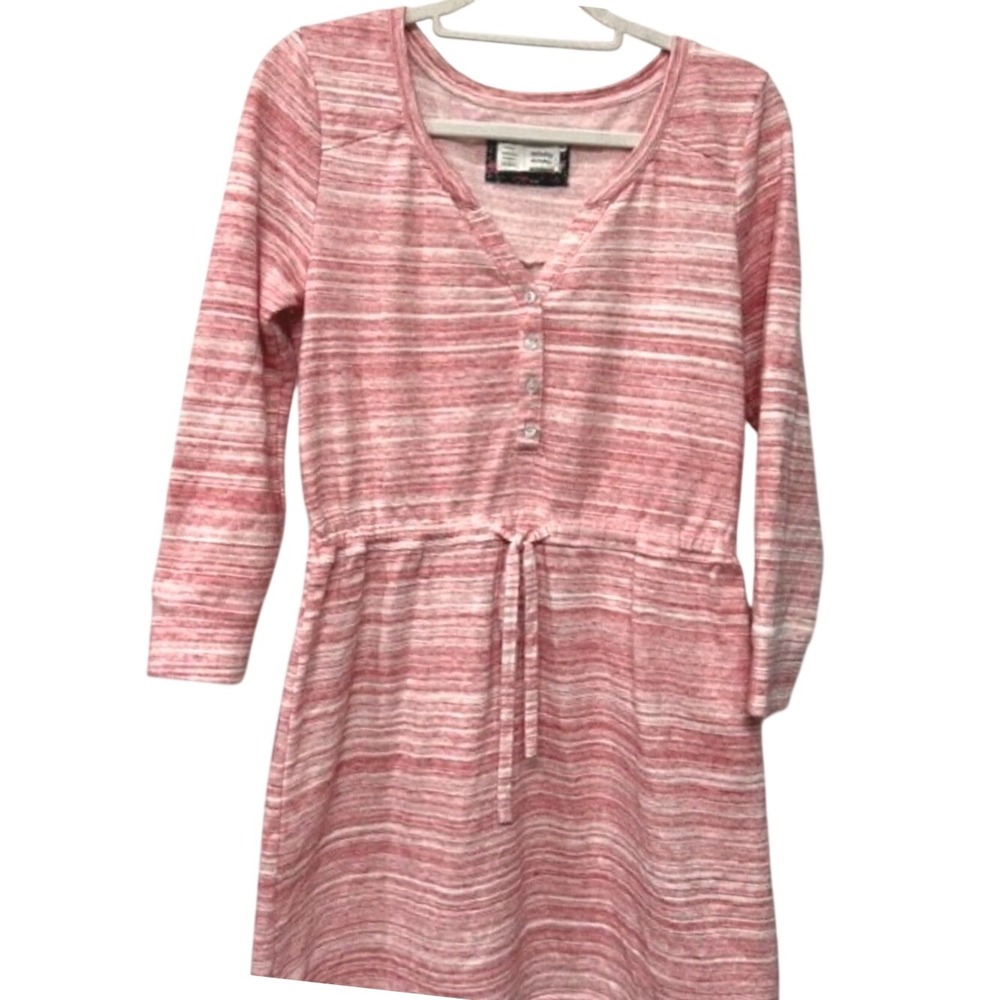 Saturday Sunday Anthropologie Poppy Space Dye Dress Pink Cozy Knit Henley Medium